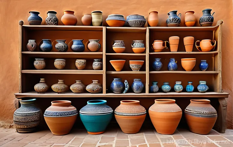 리비아에서 인기 있는 예술과 공예품 - A close-up shot of an elderly Libyan artisan's weathered hands deftly weaving a vibrant, intricate t...