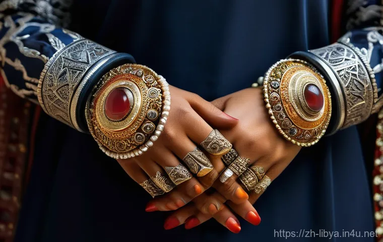리비아에서 인기 있는 예술과 공예품 - A beautifully arranged display of diverse traditional Libyan pottery at an outdoor market stall, bat...