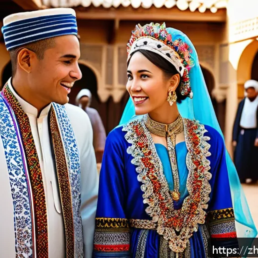 리비아 부족 사회와 전통 - A vibrant traditional Libyan tribal wedding scene blending deep cultural heritage and modern influen...